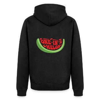 One In Melon Watermelon Surf Hello Summer - Unisex Premium Organic Zip Hoodie - black - Back - Nico (187cm)