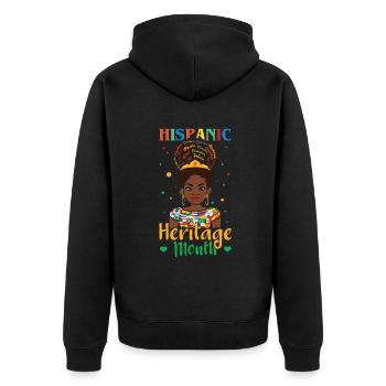 Mädchen Afro Hispanoamerikaner Nationales Hispanisches Erbe - Unisex Premium Bio Zip Hoodie - Schwarz - Hinten - Nico (187cm)