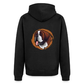 Rüde Vierbeiner Wauwau Hundebesitzer Bernhardiner - Unisex Premium Bio Zip Hoodie - Schwarz - Hinten - Nico (187cm)