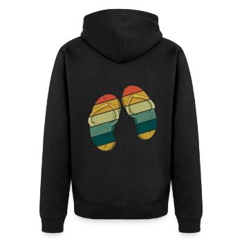 Retro Vintage Flip Flops Beach Surf Hello Summer - Unisex Premium Organic Zip Hoodie - black - Back - Nico (187cm)