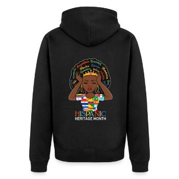 Afro Girl Hispanic National Hispanic Heritage - Unisex Premium Bio Zip Hoodie - Schwarz - Hinten - Nico (187cm)