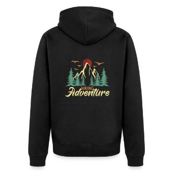 Hiking Adventure Bergwandern Hiking Trekking - Unisex Premium Bio Zip Hoodie - Schwarz - Hinten - Nico (187cm)