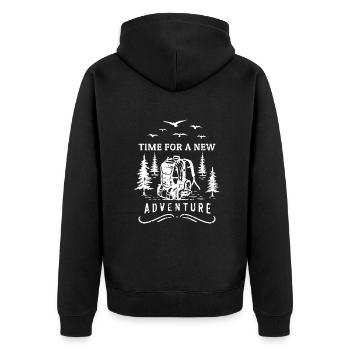 Time For A New Adventure Trekking Bergwandern - Unisex Premium Bio Zip Hoodie - Schwarz - Hinten - Nico (187cm)