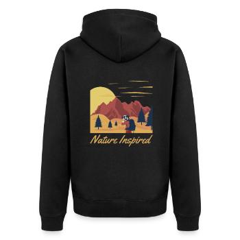 Nature Inspired Trekking Mountain Hiking Hiking - Unisex Premium Organic Zip Hoodie - black - Back - Nico (187cm)