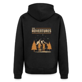 Seek Adventures Hiking Trekking Mountain Hiking - Unisex Premium Organic Zip Hoodie - black - Back - Nico (187cm)