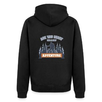 Ready For New Adventure Hiking Trekking - Unisex Premium Bio Zip Hoodie - Schwarz - Hinten - Nico (187cm)