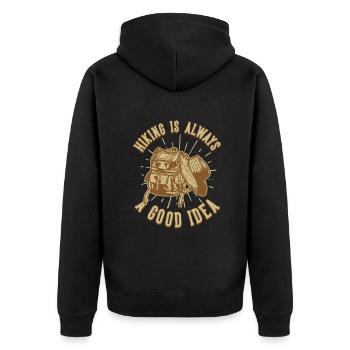 Hiking Good Idea Bergwandern Hiking Trekking - Unisex Premium Bio Zip Hoodie - Schwarz - Hinten - Nico (187cm)