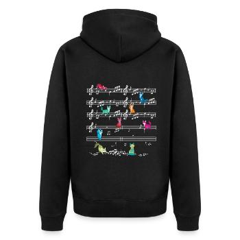 Colorful Cat Playing On Musical Notes Musician - Unisex Premium Organic Zip Hoodie - black - Back - Nico (187cm)