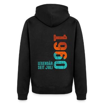 Limited Edition Juli 1960 Legendär Seit Juli 1960 - Unisex Premium Bio Zip Hoodie - Schwarz - Hinten - Nico (187cm)