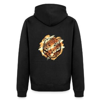 Königstiger Wildkatze Raubkatze Sibirischer Tiger - Unisex Premium Bio Zip Hoodie - Schwarz - Hinten - Nico (187cm)