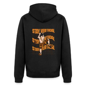 Stay Vertical Alpinklettern Sportklettern Kraxler - Unisex Premium Bio Zip Hoodie - Schwarz - Hinten - Nico (187cm)