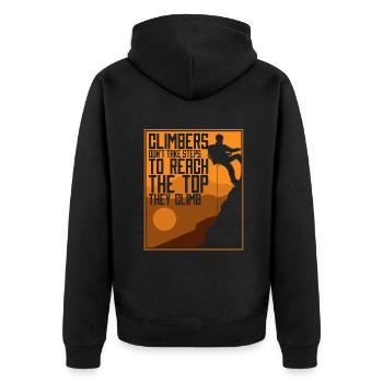 Climbers Don't Take Steps Speed Climbing Climbers - Unisex Premium Organic Zip Hoodie - black - Back - Nico (187cm)