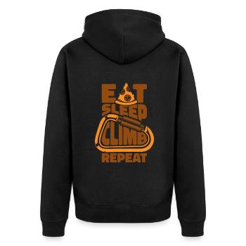 Eat, Sleep, Climb, Repeat, Bouldering, Speed Climbing - Unisex Premium Organic Zip Hoodie - black - Back - Nico (187cm)