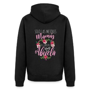 Mother's Day Best Mom Promoted Grandmom - Unisex Premium Bio Zip Hoodie - Schwarz - Hinten - Nico (187cm)