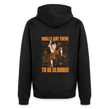 Walls Are There To Be Climbed Sport Climbing - Unisex Premium Organic Zip Hoodie - black - Back - Nico (187cm)