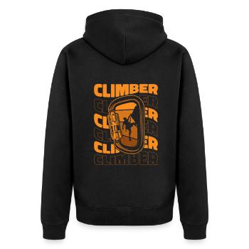 Climber Alpinklettern Sportklettern Speedklettern - Unisex Premium Bio Zip Hoodie - Schwarz - Hinten - Nico (187cm)
