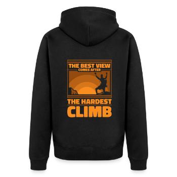 Best View Comes After The Hardest Climb Kraxler - Unisex Premium Organic Zip Hoodie - black - Back - Nico (187cm)