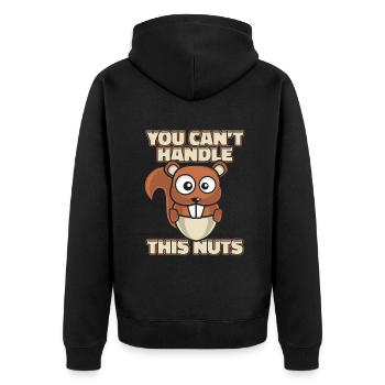 You Can't Handle This Nuts Fuchshörnchen - Unisex Premium Bio Zip Hoodie - Schwarz - Hinten - Nico (187cm)