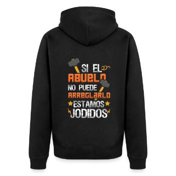 Grandpa Can't Fix Father's Day Retired Granddad - Unisex Premium Bio Zip Hoodie - Schwarz - Hinten - Nico (187cm)
