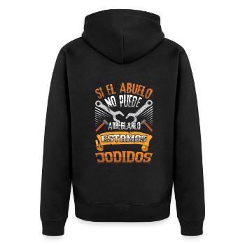 Father's Day If Granddad Fix No One Can Grandpa - Unisex Premium Bio Zip Hoodie - Schwarz - Hinten - Nico (187cm)