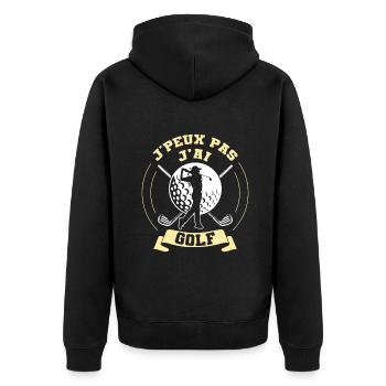 Ich kann nicht Golf Club Golfer Golfspieler haben - Unisex Premium Bio Zip Hoodie - Schwarz - Hinten - Nico (187cm)