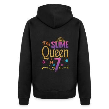 Alter 7 Jahre alt Kinder Schleim Liebhaber Schleim Mädchen - Unisex Premium Bio Zip Hoodie - Schwarz - Hinten - Nico (187cm)