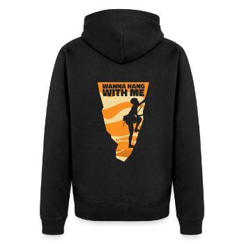 Wanna Hang With Me Speedklettern Alpinklettern - Unisex Premium Bio Zip Hoodie - Schwarz - Hinten - Nico (187cm)
