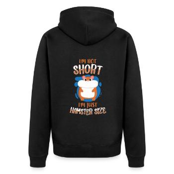 I'm Not Short I'm Hamster Size Zwerghamster - Unisex Premium Bio Zip Hoodie - Schwarz - Hinten - Nico (187cm)