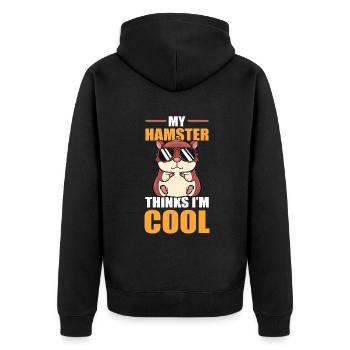 My Hamster Thinks I'm Cool Zwerghamster - Unisex Premium Bio Zip Hoodie - Schwarz - Hinten - Nico (187cm)