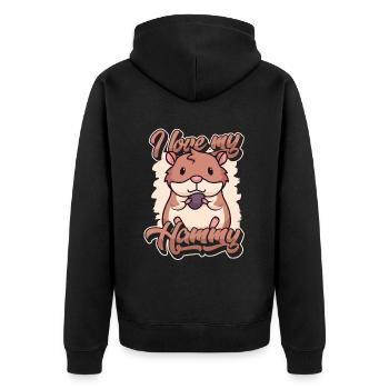 I love my Hammy European Hamster Golden Hamster - Unisex Premium Organic Zip Hoodie - black - Back - Nico (187cm)