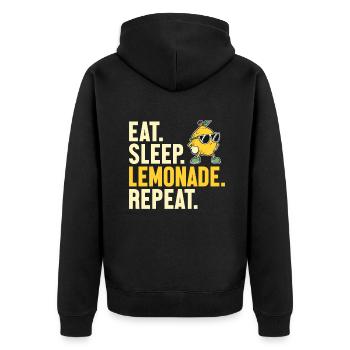 Eat Sleep Lemonade Repeat Limonade Liebhaber - Unisex Premium Bio Zip Hoodie - Schwarz - Hinten - Nico (187cm)
