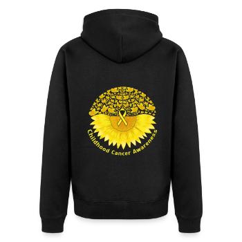 Tournesol Septembre Sensibilisation au cancer infantile - Veste à capuche bio Premium Unisexe - noir - Dos - Nico (187cm)