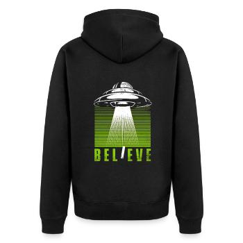Croire conspiration Außerirdischer extraterrestre OVNI - Veste à capuche bio Premium Unisexe - noir - Dos - Nico (187cm)