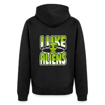 I Like Aliens Ufo Conspiracy Außerirdischer Alien - Unisex Premium Organic Zip Hoodie - black - Back - Nico (187cm)
