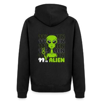 99% Alien Conspiracy Alien Ufo Alien - Unisex Premium Organic Zip Hoodie - black - Back - Nico (187cm)