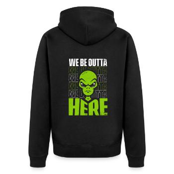 Nous sommes ici Conspiration extraterrestre OVNI - Veste à capuche bio Premium Unisexe - noir - Dos - Nico (187cm)