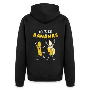 Frieden Lustige Banane Meme Lass uns Bananen gehen - Unisex Premium Bio Zip Hoodie - Schwarz - Hinten - Nico (187cm)