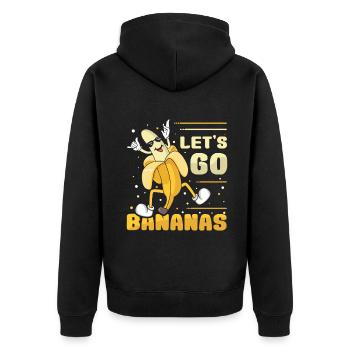 Glückliches lustiges Bananen-Meme Lass uns Bananen gehen - Unisex Premium Bio Zip Hoodie - Schwarz - Hinten - Nico (187cm)