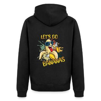 Crazy Banana Meme Lass uns Bananen gehen - Unisex Premium Bio Zip Hoodie - Schwarz - Hinten - Nico (187cm)