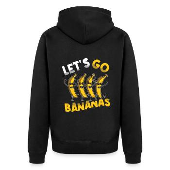 Kawaii süße lustige Banane Meme Lass uns gehen Banane - Unisex Premium Bio Zip Hoodie - Schwarz - Hinten - Nico (187cm)