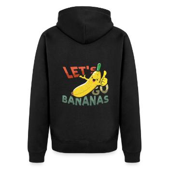 Cooles fantastisches lustiges Bananen-Meme Lass uns Bananen gehen - Unisex Premium Bio Zip Hoodie - Schwarz - Hinten - Nico (187cm)