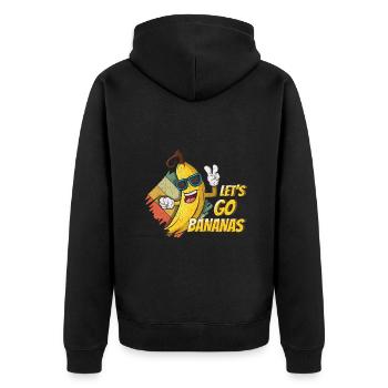 Cooles lustiges Bananen-Meme Lass uns Bananen gehen - Unisex Premium Bio Zip Hoodie - Schwarz - Hinten - Nico (187cm)