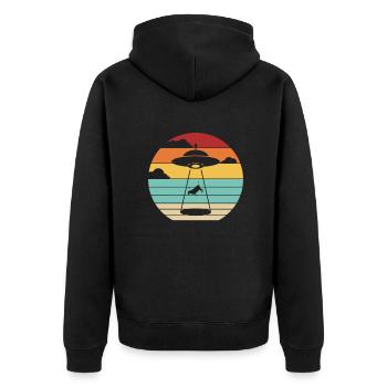 Conspiration extraterrestre OVNI - Veste à capuche bio Premium Unisexe - noir - Dos - Nico (187cm)