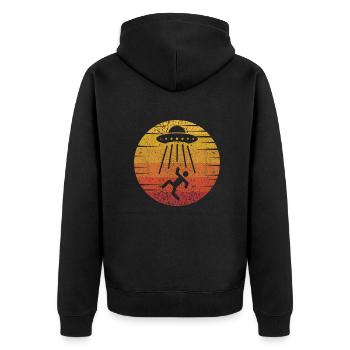 Conspiration extraterrestre OVNI - Veste à capuche bio Premium Unisexe - noir - Dos - Nico (187cm)