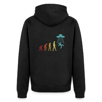 Alien Evolution Außerirdischer Ufo Conspiracy - Unisex Premium Organic Zip Hoodie - black - Back - Nico (187cm)