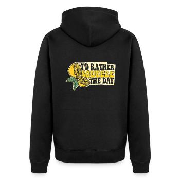 I'd Rather Squeeze The Day Limonade Liebhaber - Unisex Premium Bio Zip Hoodie - Schwarz - Hinten - Nico (187cm)