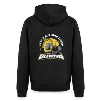 Just A Boy Who Loves Excavators Duty cycle crawler crane - Unisex Premium Organic Zip Hoodie - black - Back - Nico (187cm)