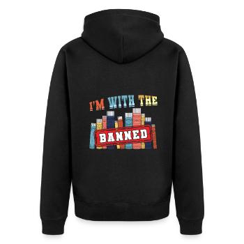 Mit dem verbotenen Buchliebhaber Leseverbot - Unisex Premium Bio Zip Hoodie - Schwarz - Hinten - Nico (187cm)