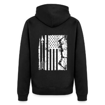 Chasse en plein air Drapeau américain Flèche d’arc Cible - Veste à capuche bio Premium Unisexe - noir - Dos - Nico (187cm)