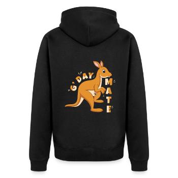 Australischer Gruß Australien-Tag Australisch - Unisex Premium Bio Zip Hoodie - Schwarz - Hinten - Nico (187cm)